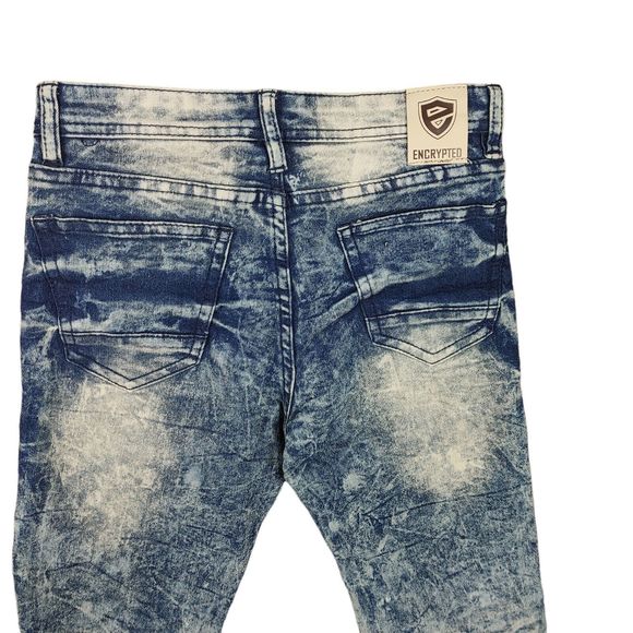 NWT Encrypted NYC Flex Denim Bleached Zip Jeans Zippered Knees Women Size: 10 - Picture 4 of 15